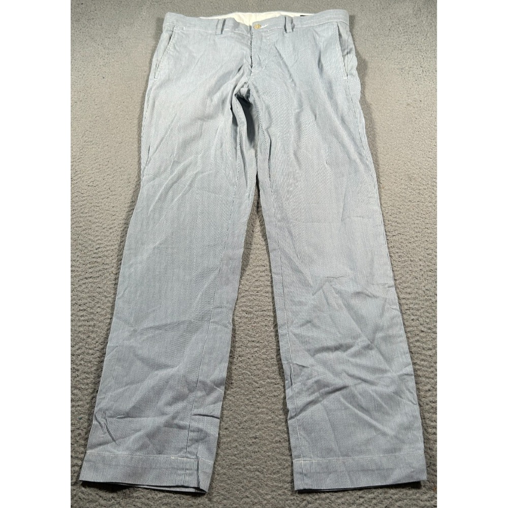 VTG Polo Ralph Lauren Pants Mens 33x31 Blue Hickory Seersucker Prep Trad Outdoor